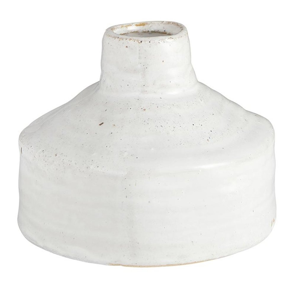 White Ceramic Wide Top Organic Vase / NWT